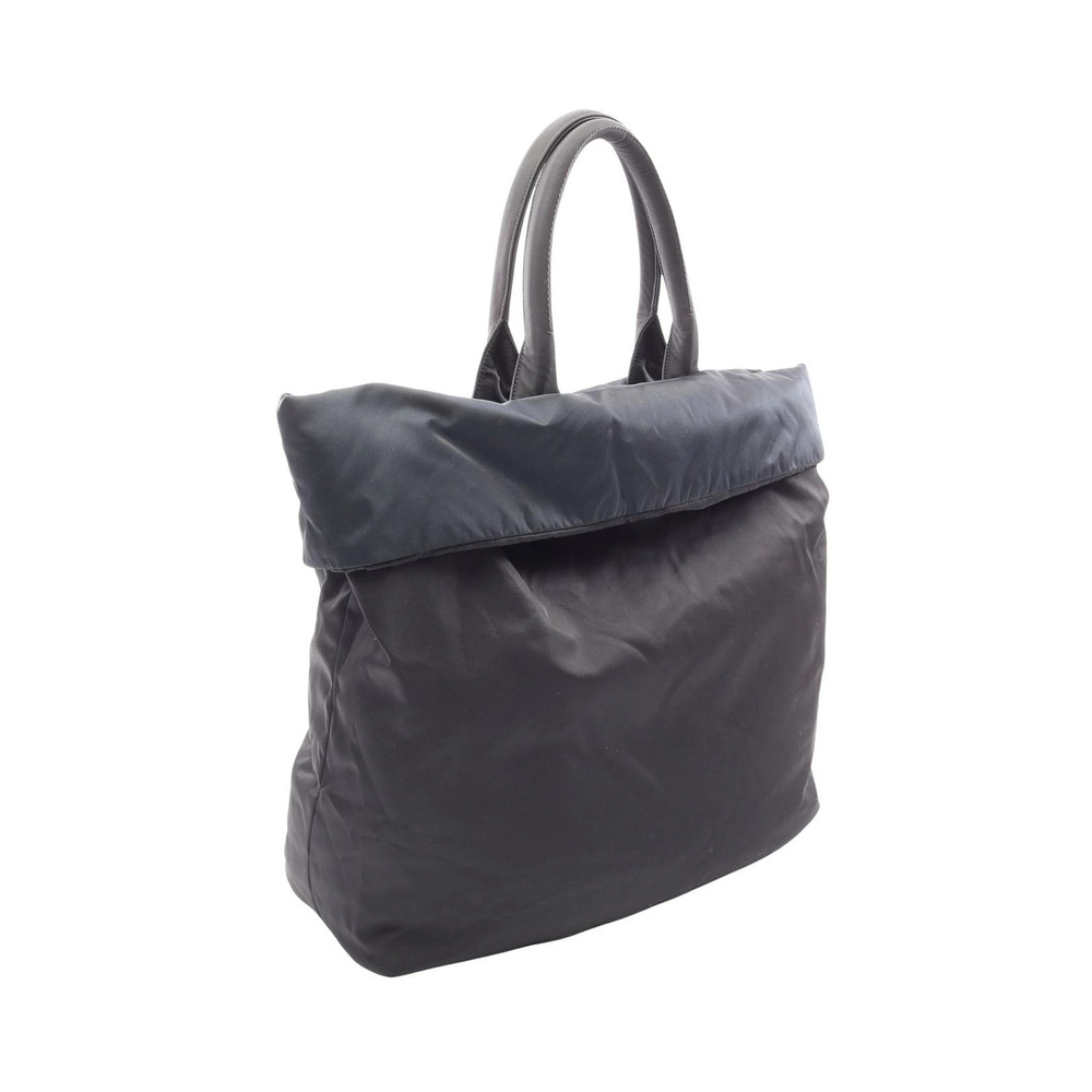 Prada DOUBLE Reversible Bag Blue TESSUTO Black Tote Navy Blue Black